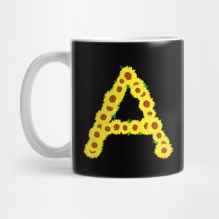 Sunflowers Initial Letter A (Black Background) Mug
